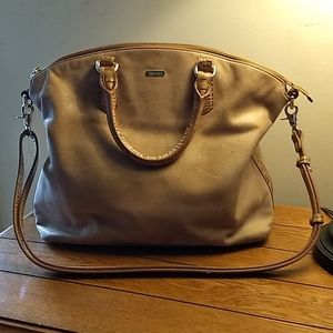 Brahmin large Duxbury Tan Safi croc/sueded bag